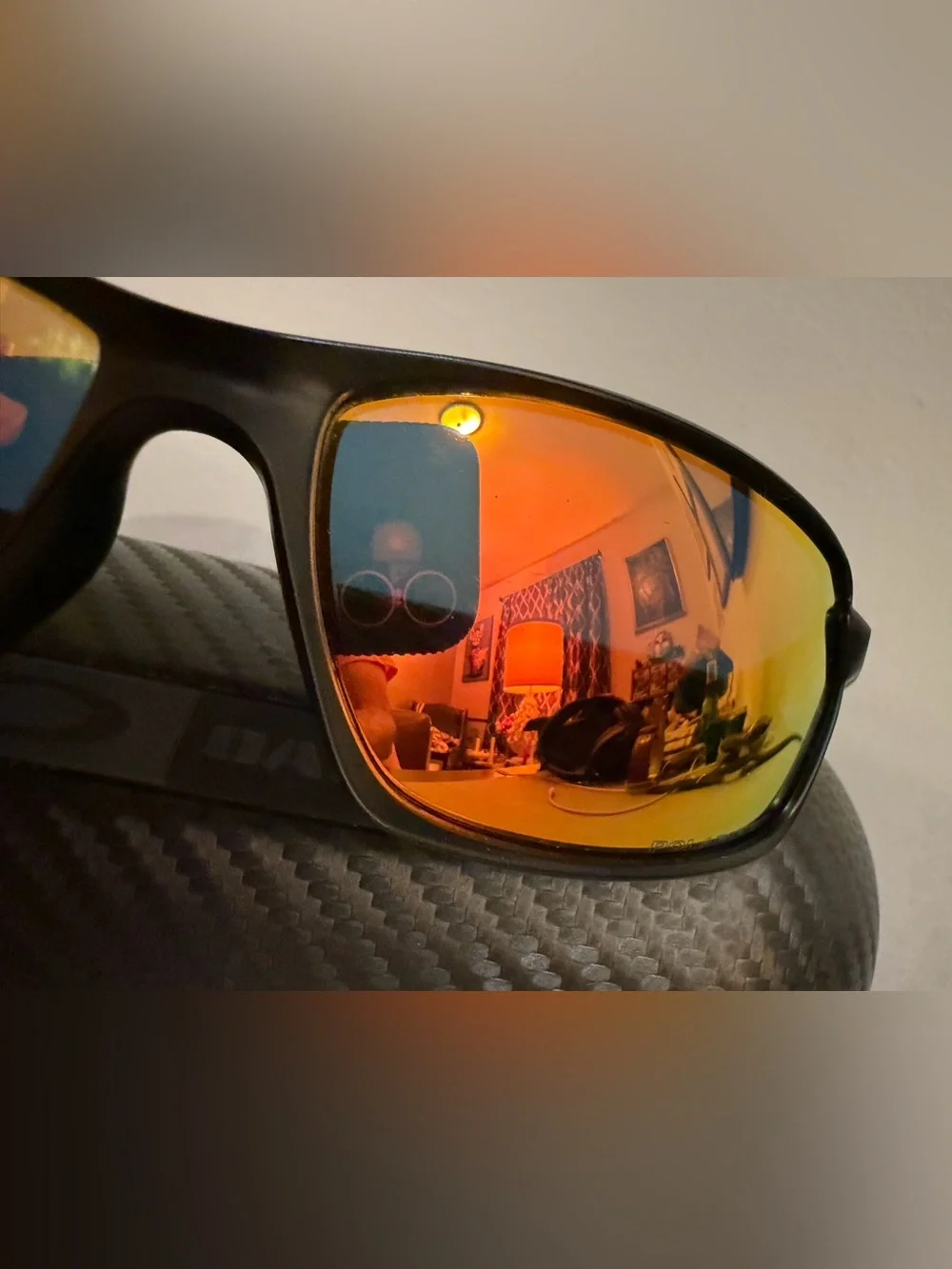 Oakley Carbon Shift Sunglasses with Orange Iridium Mirror Lenses -Black & Blue